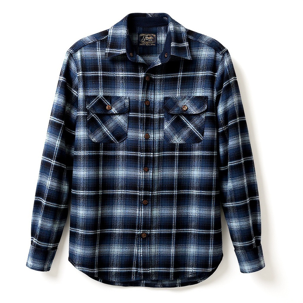Jachs Men’s Heritage Flannel Blue Plaid Button Down Shirt EUC Small Cabincore